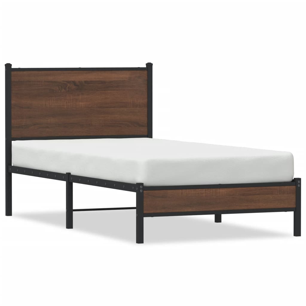 Vidaxl bedframe zonder matras metaal bruin eikenkleurig 90x190 cm