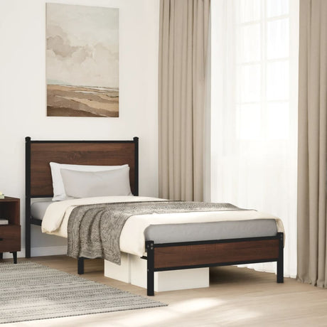 Vidaxl bedframe zonder matras metaal bruin eikenkleurig 90x190 cm
