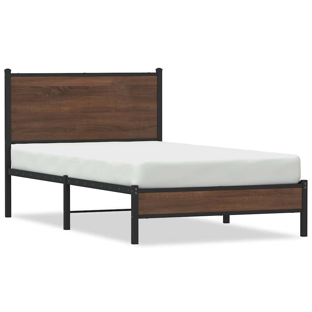Vidaxl bedframe zonder matras metaal bruin eikenkleurig 100x200 cm
