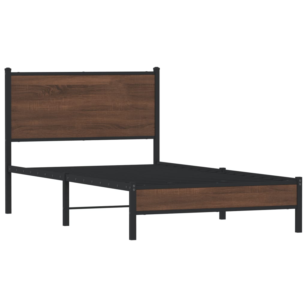Vidaxl bedframe zonder matras metaal bruin eikenkleurig 107x203 cm