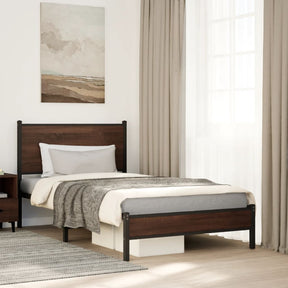 Vidaxl bedframe zonder matras metaal bruin eikenkleurig 107x203 cm