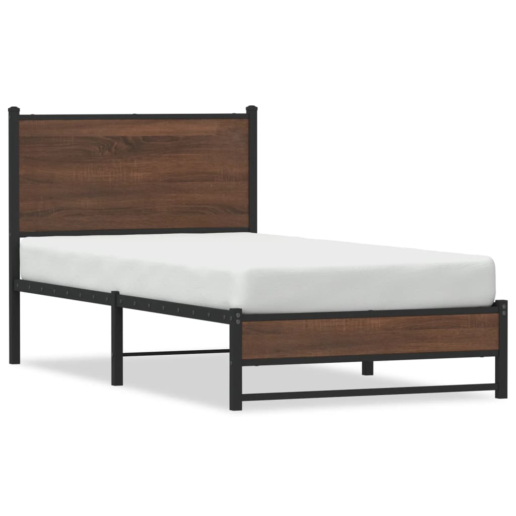 Vidaxl bedframe zonder matras metaal bruin eikenkleurig 80x200 cm