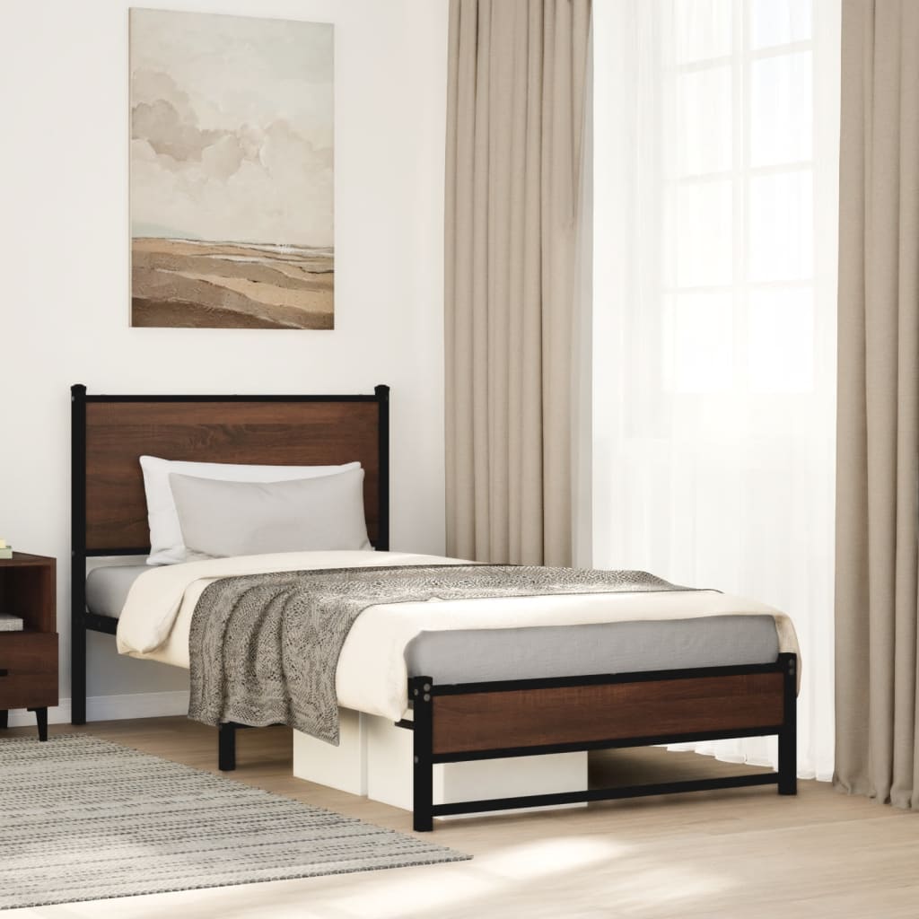 Vidaxl bedframe zonder matras metaal bruin eikenkleurig 80x200 cm