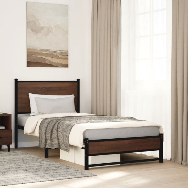 Vidaxl bedframe zonder matras metaal bruin eikenkleurig 80x200 cm