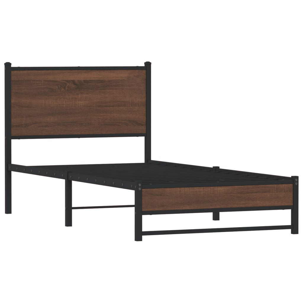 Vidaxl bedframe zonder matras metaal bruin eikenkleurig 90x200 cm