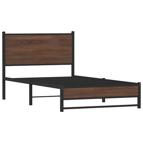 Vidaxl bedframe zonder matras metaal bruin eikenkleurig 100x200 cm