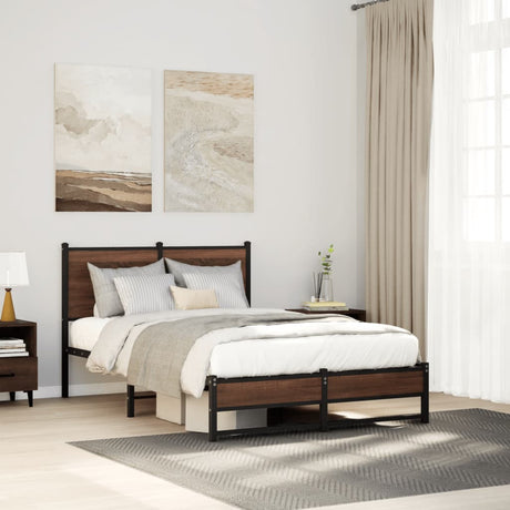 Vidaxl bedframe zonder matras metaal bruin eikenkleurig 120x190 cm