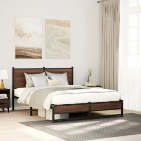 Vidaxl bedframe zonder matras metaal bruin eikenkleurig 140x200 cm