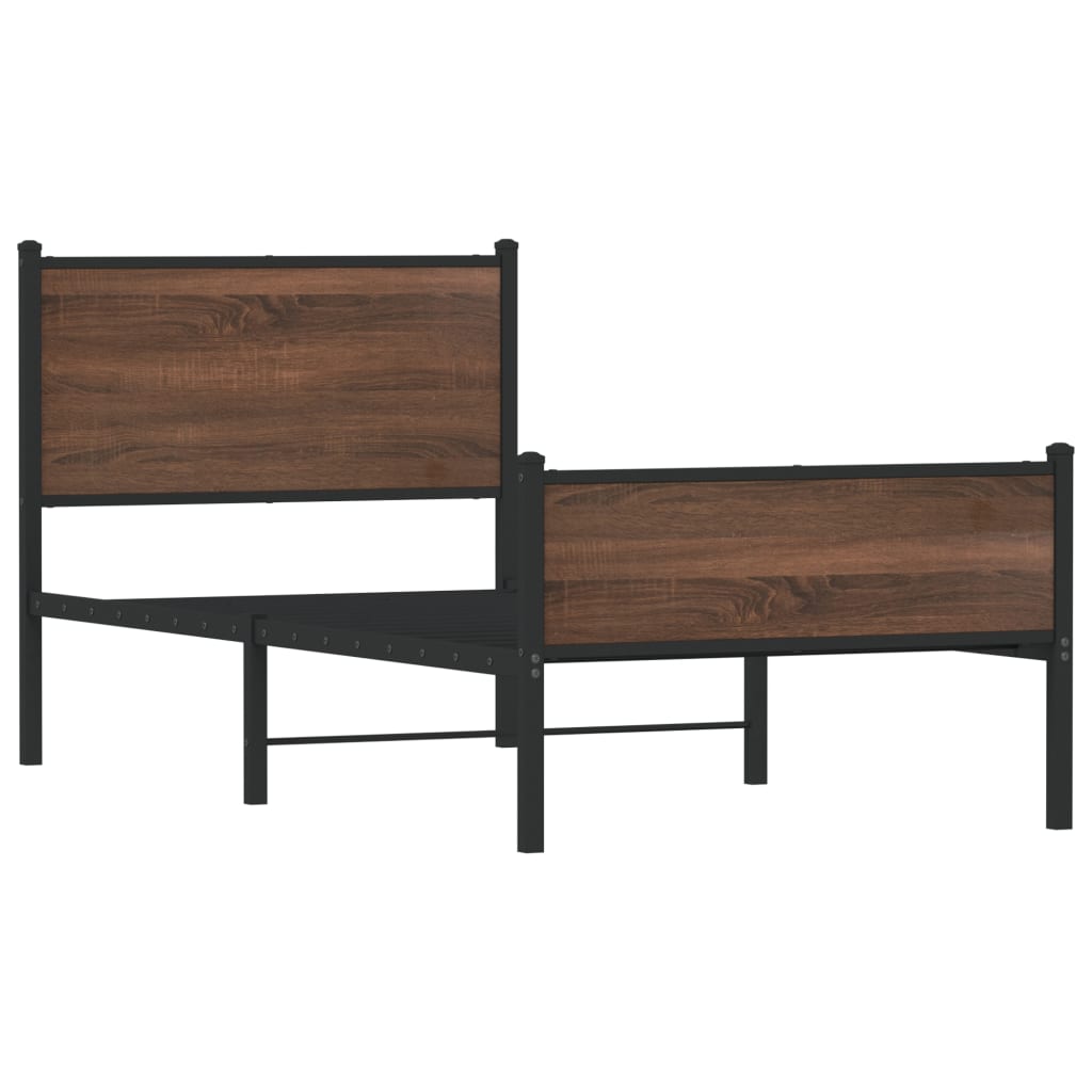 Vidaxl bedframe zonder matras metaal bruin eikenkleurig 75x190 cm