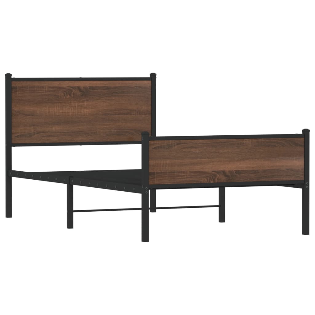 Vidaxl bedframe zonder matras metaal bruin eikenkleurig 100x190 cm
