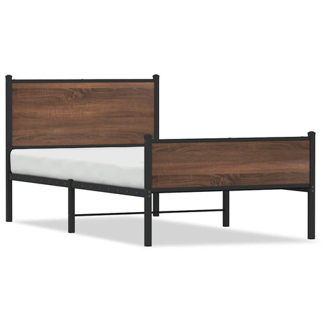 Vidaxl bedframe zonder matras metaal bruin eikenkleurig 107x203 cm