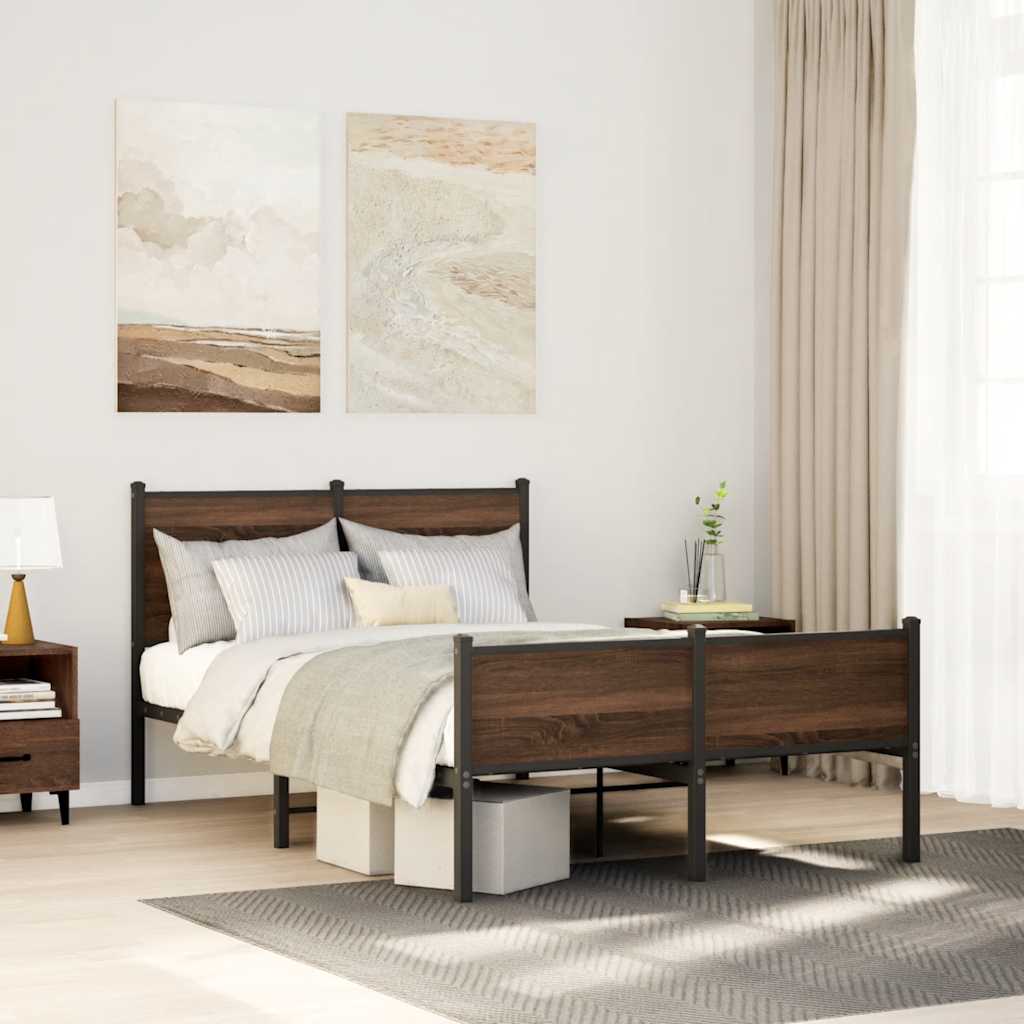 Vidaxl bedframe zonder matras metaal bruin eikenkleurig 120x190 cm