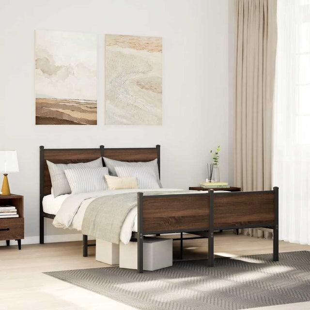 Vidaxl bedframe zonder matras metaal bruin eikenkleurig 120x190 cm