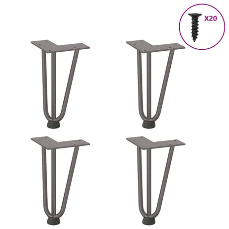 Vidaxl haarnadelpoten voor salontafel 4 st 20 cm massief staal naturel