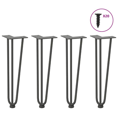 Vidaxl haarnadelpoten voor salontafel 4 st 42 cm massief staal antracietkleurig