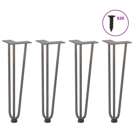 Vidaxl haarnadelpoten voor salontafel 4 st 42 cm massief staal naturel