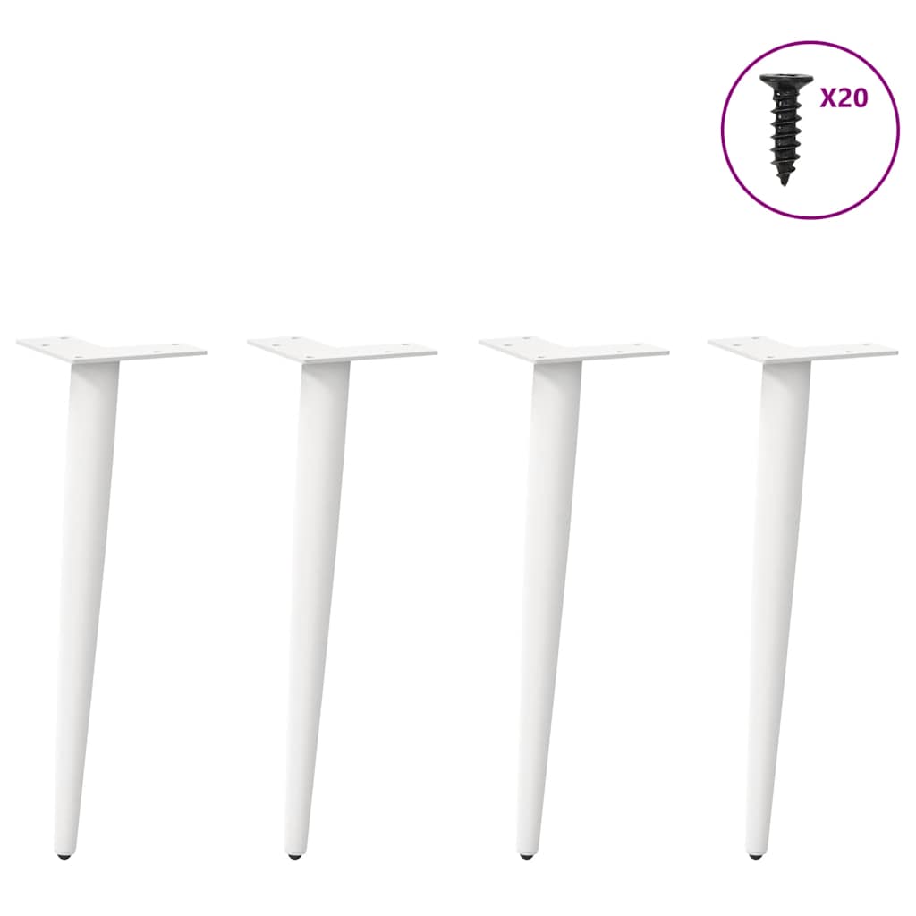 Vidaxl salontafelpoten conische vorm 4 st 30-31 cm staal wit