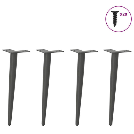 Vidaxl salontafelpoten conische vorm 4 st 42-43 cm staal antraciet