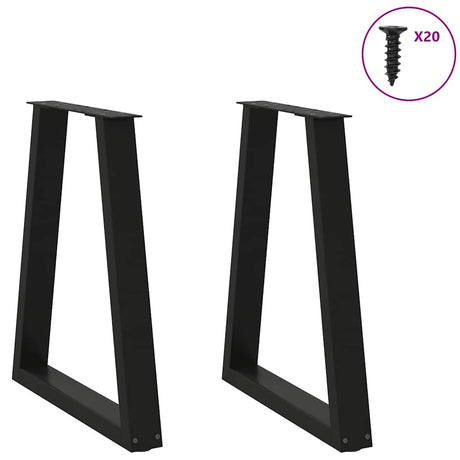 Vidaxl eettafelpoten 2 st v-vormig 60x(72-73,3) cm staal zwart