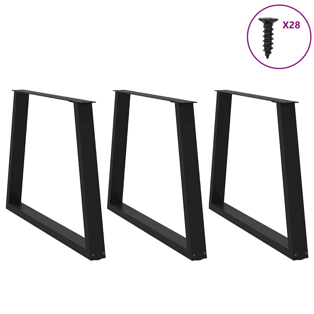 Vidaxl eettafelpoten 3 st v-vormig 100x(72-73,3) cm staal zwart