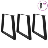 Vidaxl eettafelpoten 3 st v-vormig 100x(72-73,3) cm staal zwart