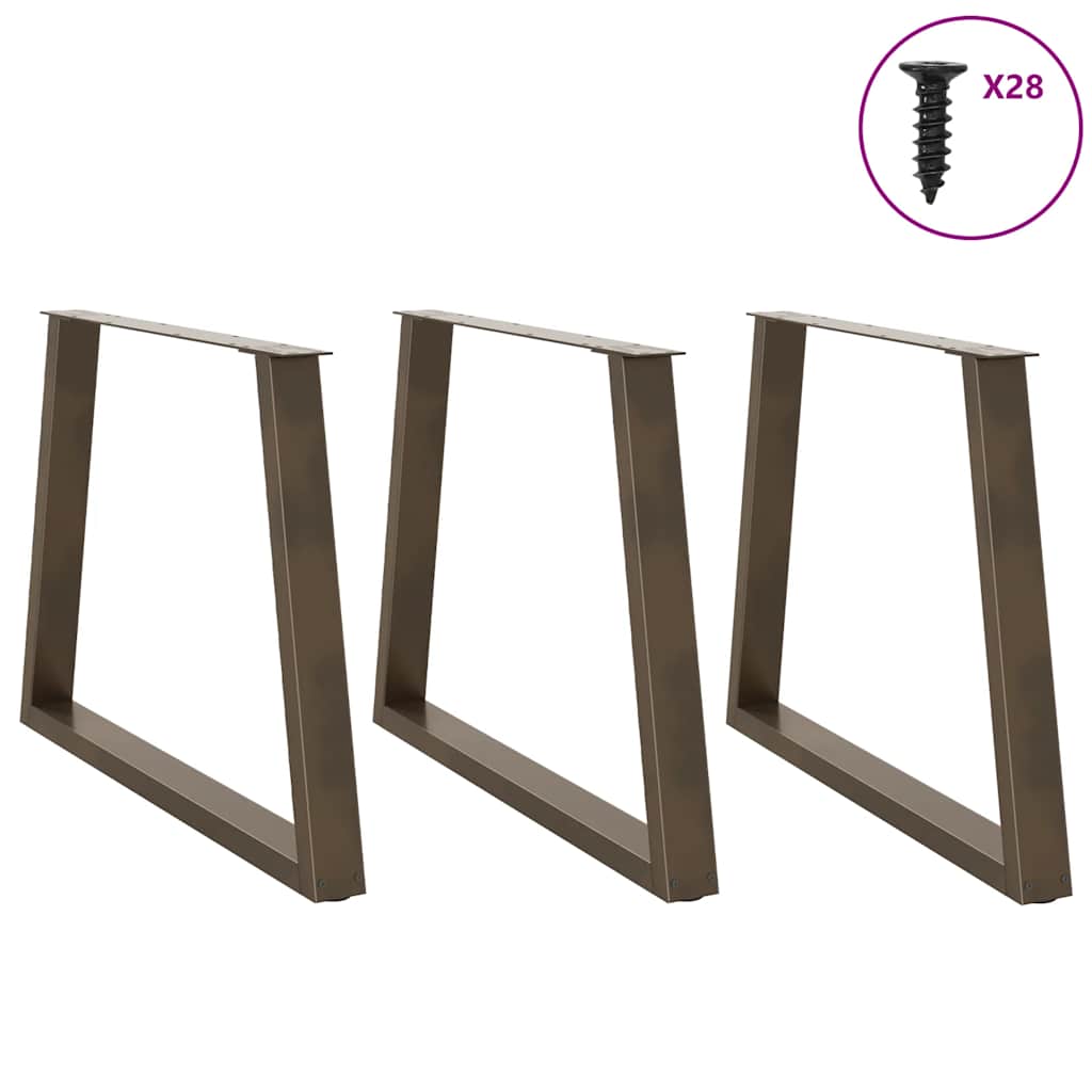 Vidaxl eettafelpoten 3 st v-vormig 100x(72-73,3) cm staal naturel
