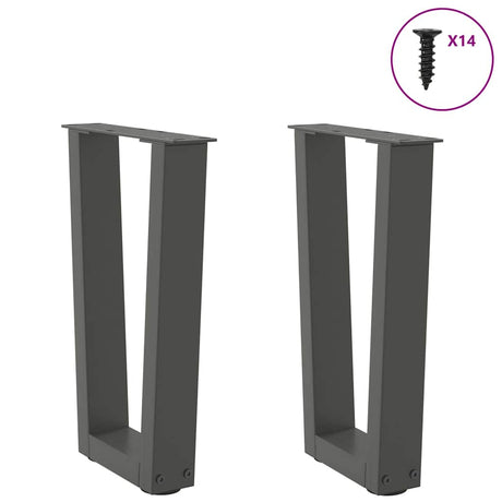 Vidaxl salontafelpoten 2 st v-vormig 28x(42-43,3) cm staal antraciet