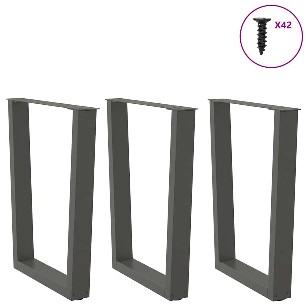 Vidaxl eettafelpoten 3 st v-vormig 70x(72-73,3) cm staal antraciet