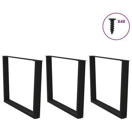 Vidaxl eettafelpoten 3 st v-vormig 100x(72-73,3) cm staal zwart