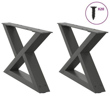 Vidaxl salontafelpoten 2 st 60x(30-31,3) cm staal antraciet