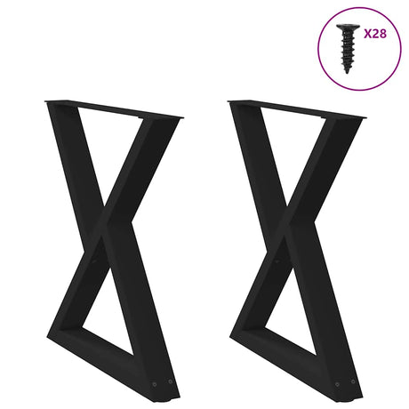 Vidaxl eettafelpoten 2 st 80x(72-73,3) cm staal zwart