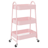 Vidaxl opbergtrolley 3-laags 42x41,5x77 cm staal roze