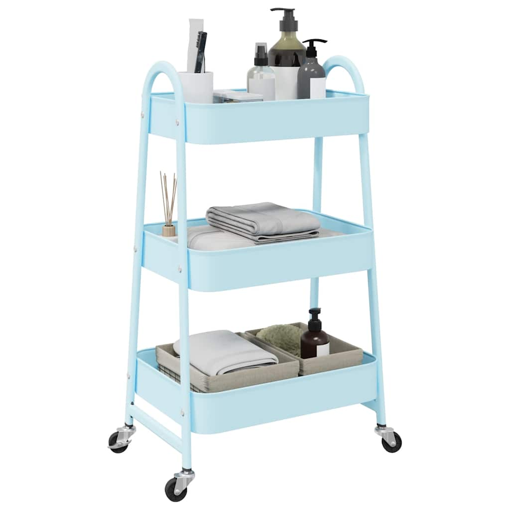 Vidaxl opbergtrolley 3-laags 42x41,5x77 cm staal blauw