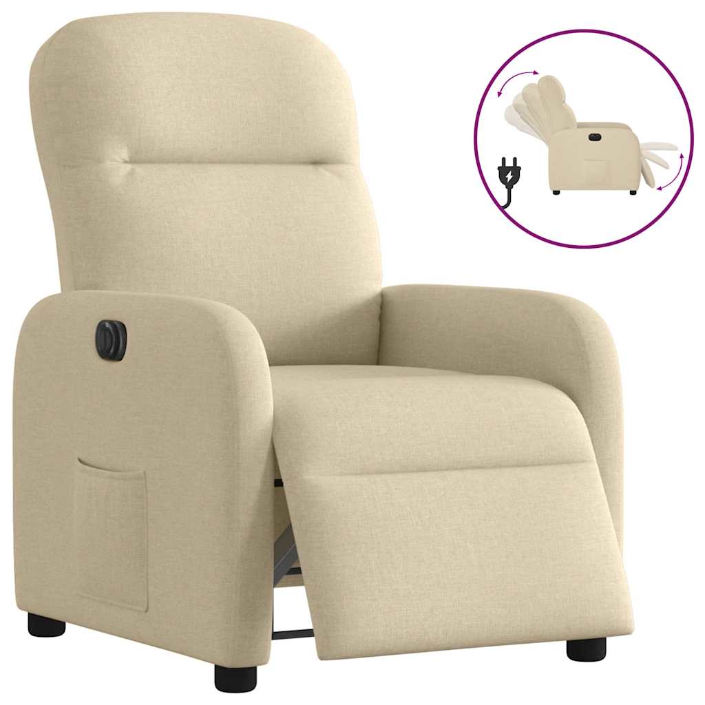Vidaxl fauteuil verstelbaar elektrisch stof crèmekleurig
