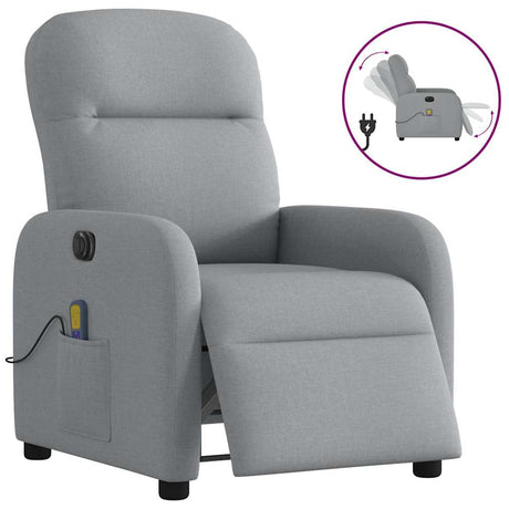 Vidaxl massagestoel elektrisch verstelbaar stof lichtgrijs