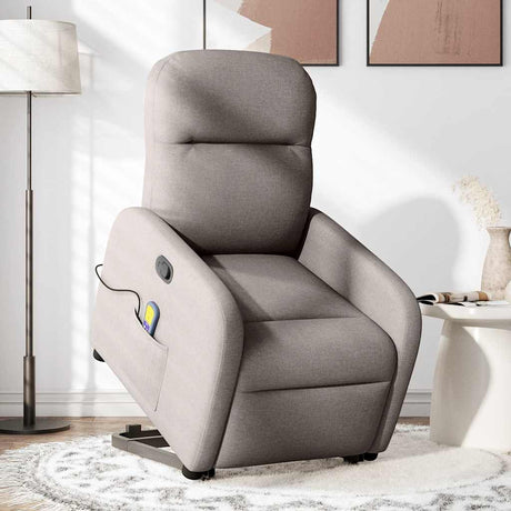 Vidaxl sta-op-massagestoel verstelbaar stof taupe