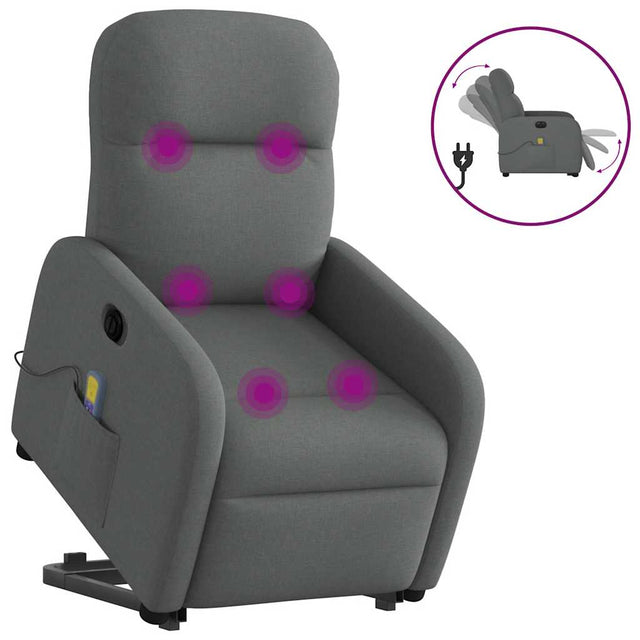 Vidaxl sta-op-massagestoel elektrisch verstelbaar stof donkergrijs