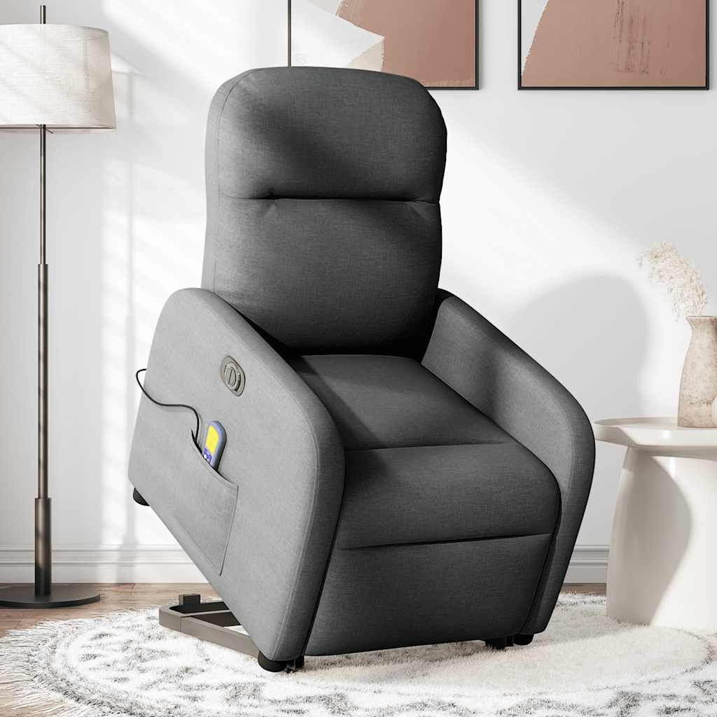 Vidaxl sta-op-massagestoel elektrisch verstelbaar stof donkergrijs