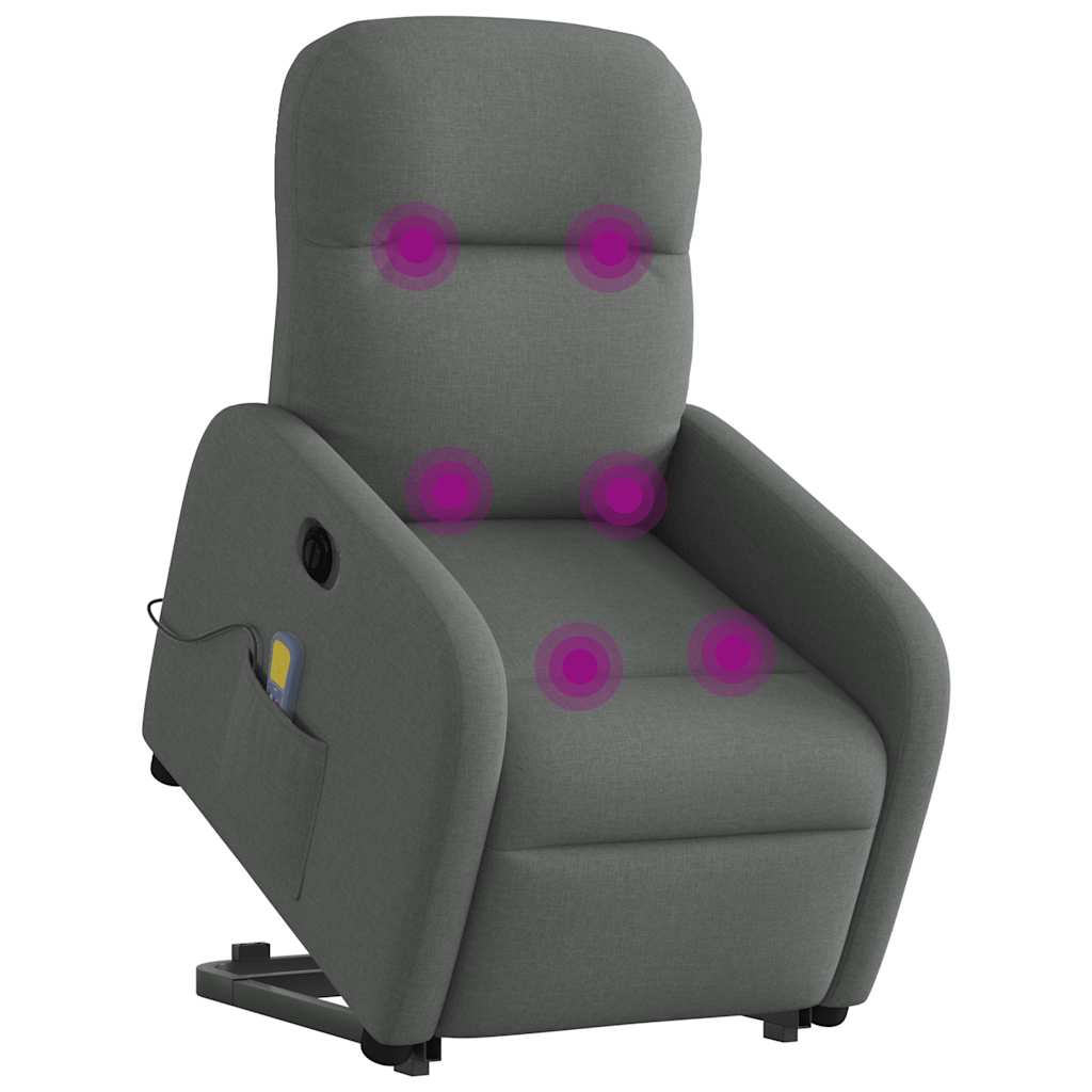Vidaxl sta-op-massagestoel elektrisch verstelbaar stof donkergrijs