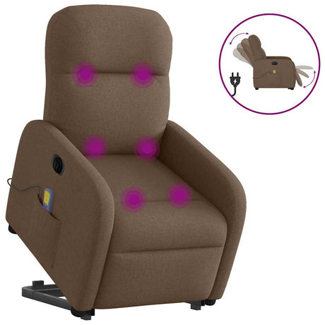 Vidaxl sta-op-massagestoel elektrisch verstelbaar stof bruin