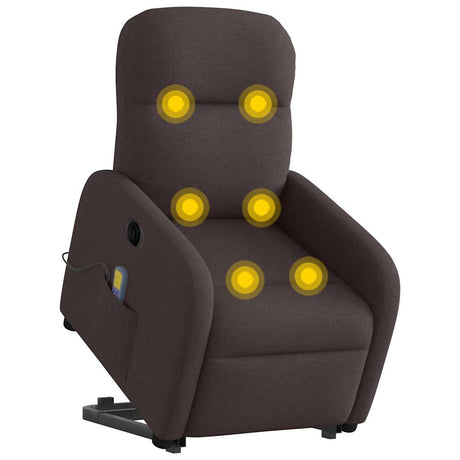 Vidaxl sta-op-massagestoel elektrisch verstelbaar stof donkerbruin