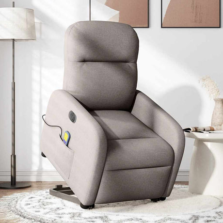 Vidaxl sta-op-massagestoel elektrisch verstelbaar stof taupe