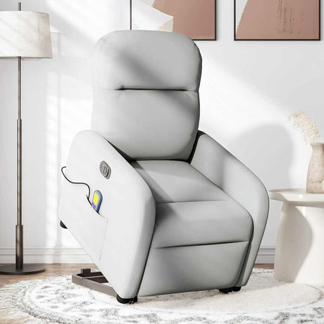Vidaxl sta-op-massagestoel elektrisch verstelbaar stof wolk grijs