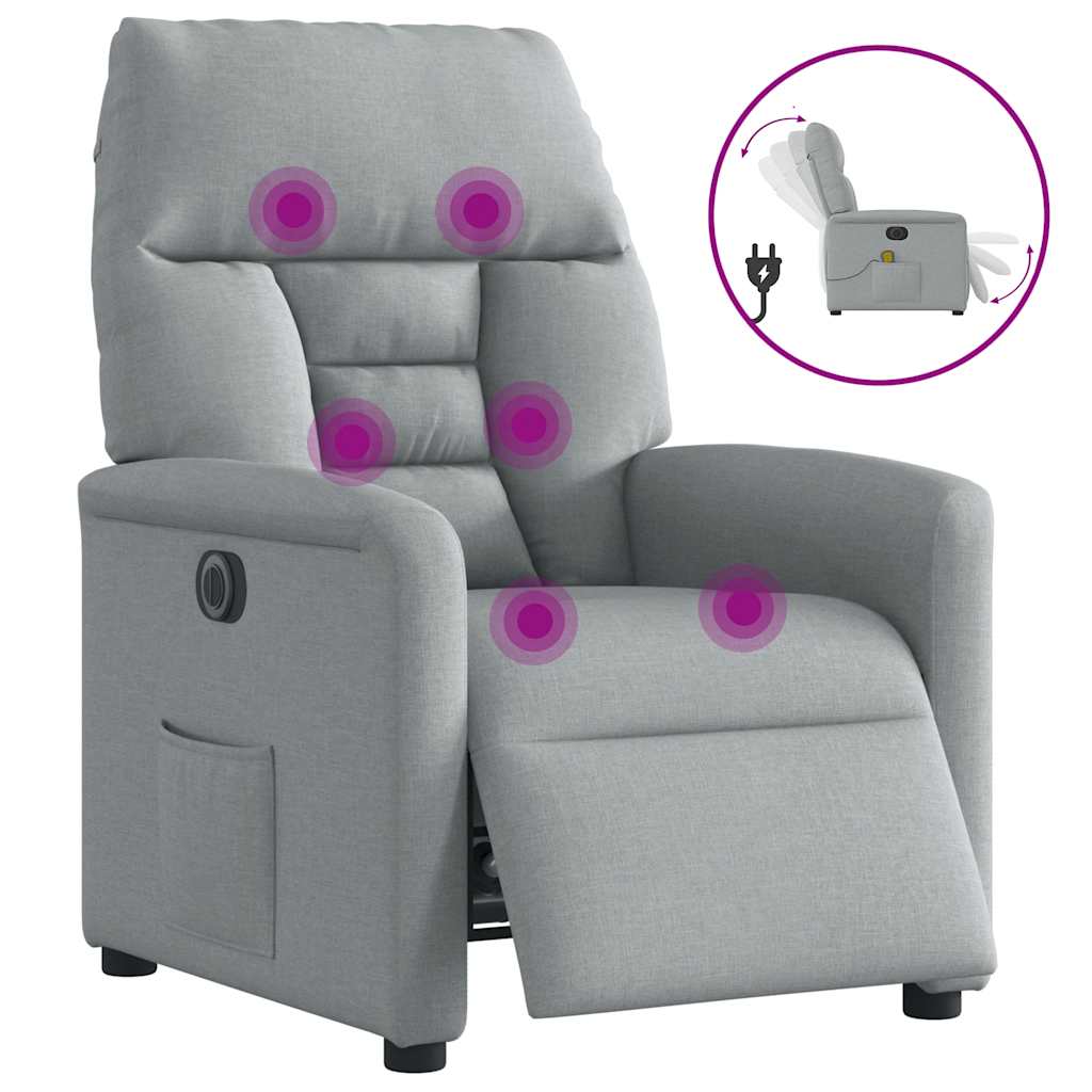 Vidaxl massagestoel elektrisch verstelbaar stof lichtgrijs