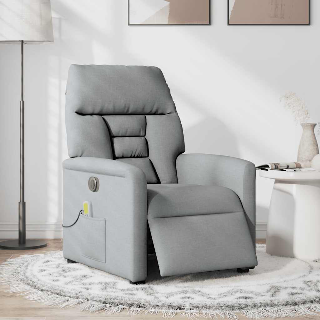 Vidaxl massagestoel elektrisch verstelbaar stof lichtgrijs