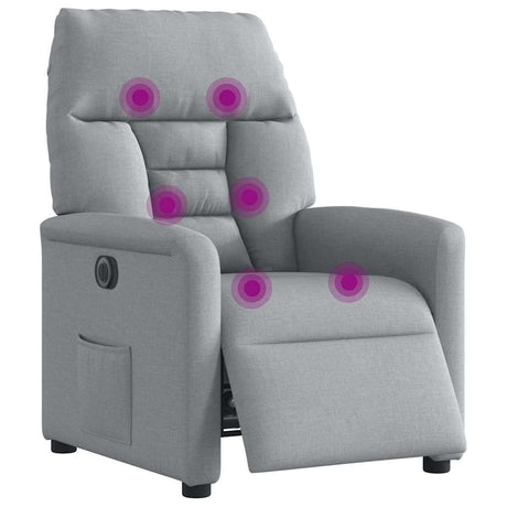 Vidaxl massagestoel elektrisch verstelbaar stof lichtgrijs