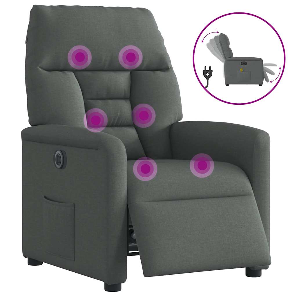 Vidaxl massagestoel elektrisch verstelbaar stof donkergrijs