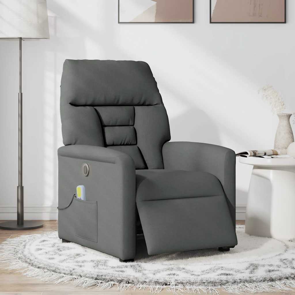 Vidaxl massagestoel elektrisch verstelbaar stof donkergrijs