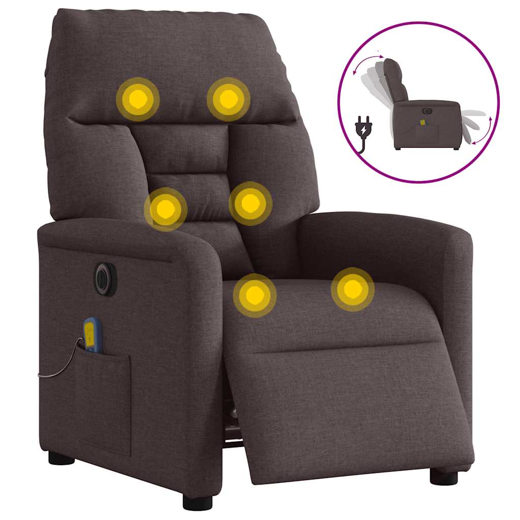 Vidaxl massagestoel elektrisch verstelbaar stof donkerbruin