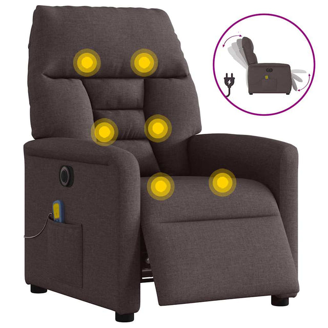 Vidaxl massagestoel elektrisch verstelbaar stof donkerbruin